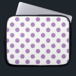 Lavender polka dots on white laptop sleeve<br><div class="desc">Lavender and white polka dots</div>
