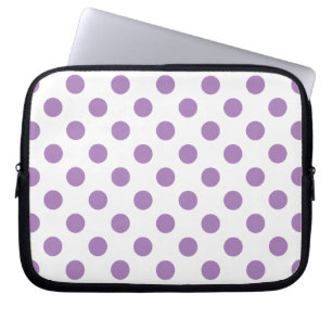 Lavender polka dots on white laptop sleeve