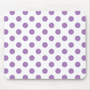 Lavender polka dots on white mouse mat