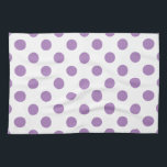 Lavender polka dots on white tea towel<br><div class="desc">Lavender and white polka dots</div>
