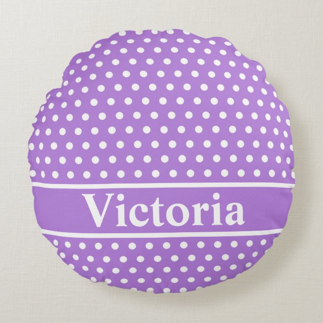 Lavender Polka Dots Round Cushion (Front)
