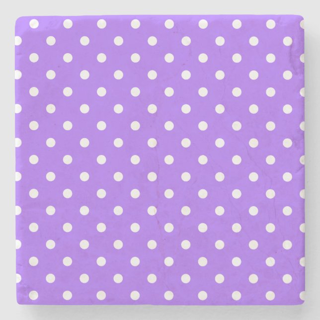 Lavender Polka Dots Square Coaster (Front)
