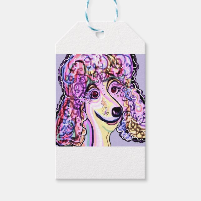 Lavender Poodle Gift Tags (Front)