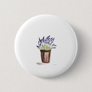 Lavender pot flower 6 cm round badge