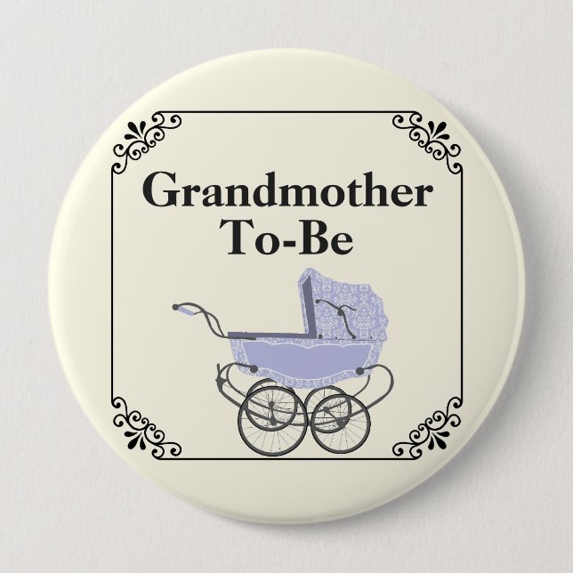 Lavender Pram Grandmother's Baby Shower Button (Front)