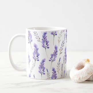 Lavender Pressed Flowers Watercolor-Style Coffee Mug