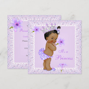Lavender Princess Baby Shower African American Invitation