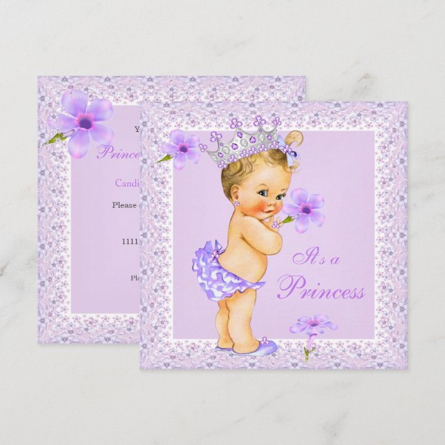 Lavender Princess Baby Shower Blonde Baby Shower Invitation (Front/Back)