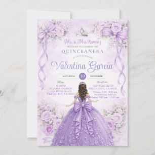 Lavender Princess Quinceañera Purple Lilac Silver Invitation
