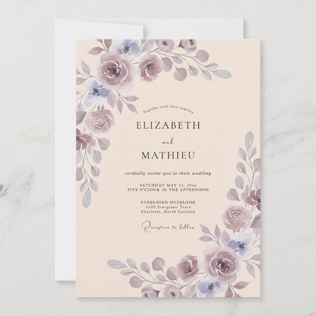 Lavender Pristine Romantic Wedding Invitation (Front)