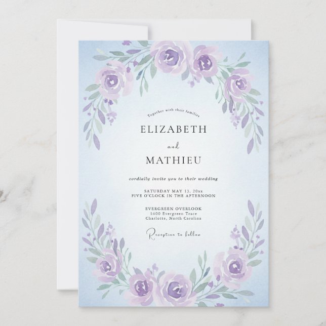 Lavender Pristine Spring Wedding Invitation (Front)