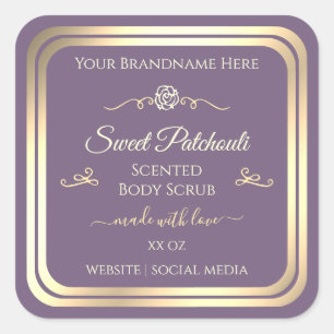 Lavender Product Label Gold Frame and Vintage Rose