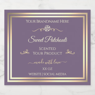 Lavender Product Label Gold Frame and Vintage Rose