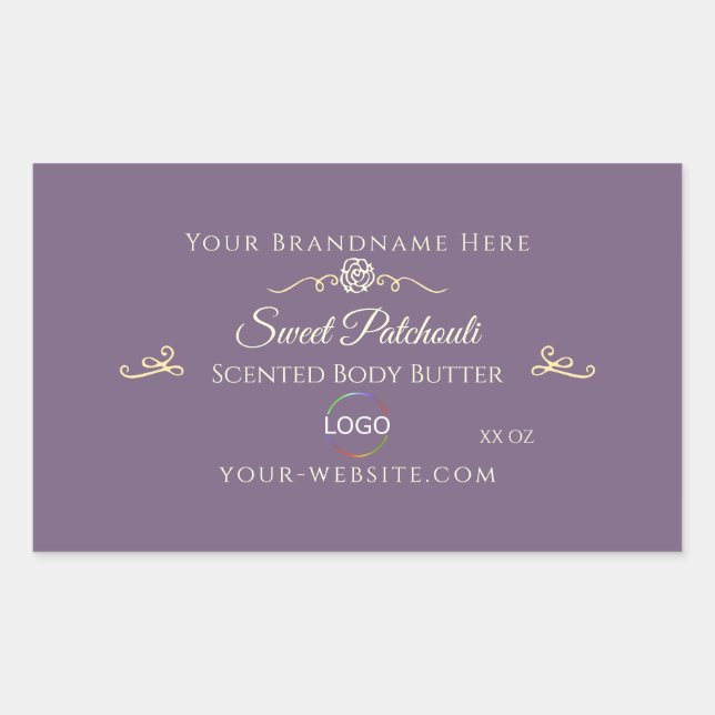 Lavender Product Label with Gold Frame and Logo (Front)