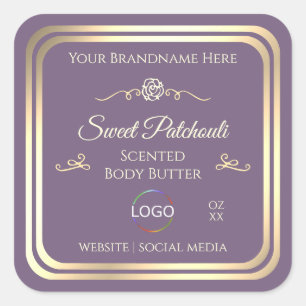 Lavender Product Label with Gold Frame and Logo