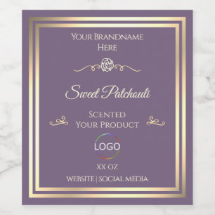 Lavender Product Label with Gold Frame and Logo