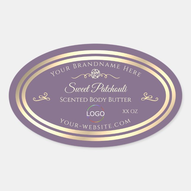 Lavender Product Label with Gold Frame and Logo (Front)