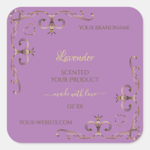 Lavender Product Labels Gold Ornate Corner Borders