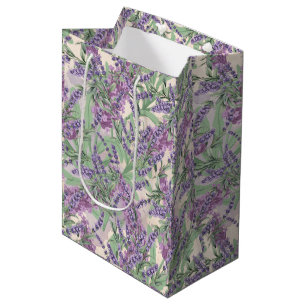 Lavender Profusion Dusty Lavender Rustic Floral Medium Gift Bag
