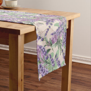 Lavender Profusion Dusty Lavender Rustic Floral Medium Table Runner