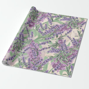 Lavender Profusion Dusty Lavender Rustic Floral Wrapping Paper