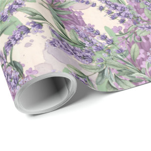 Lavender Profusion Dusty Lavender Rustic Floral Wrapping Paper