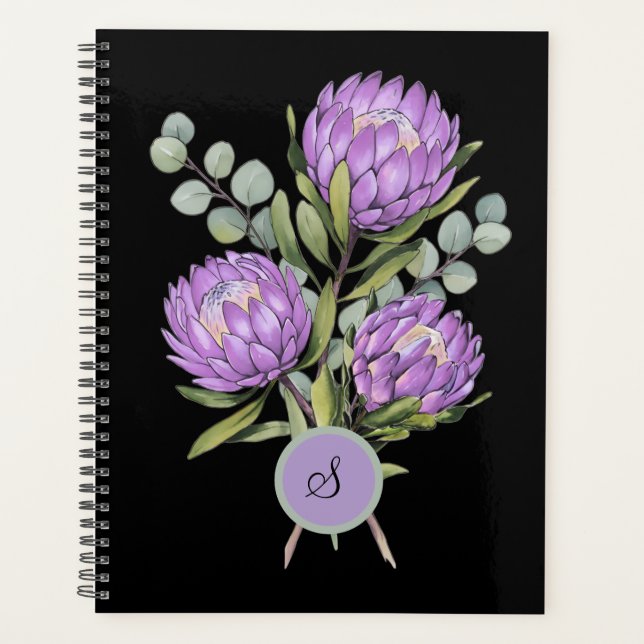 Lavender Protea Botanical Watercolor Planner (Front)