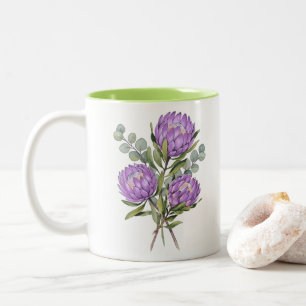 Lavender Protea Botanical Watercolor Two-Tone Coffee Mug