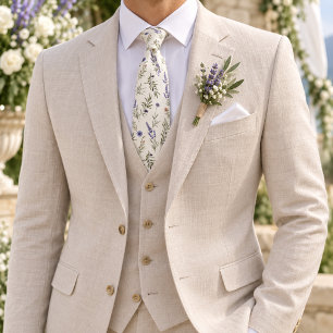 Lavender Provence Botanical Wedding Tie