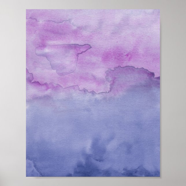 Lavender Purple Abstract Duo Watercolor Painting Poster (Front)