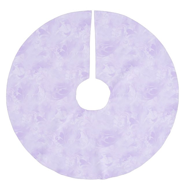 Lavender Purple Abstract Feather Pattern Brushed Polyester Tree Skirt (Front)