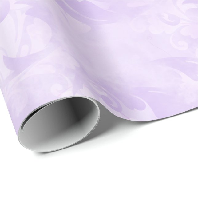 Lavender Purple Abstract Feather Pattern Wrapping Paper (Roll Corner)