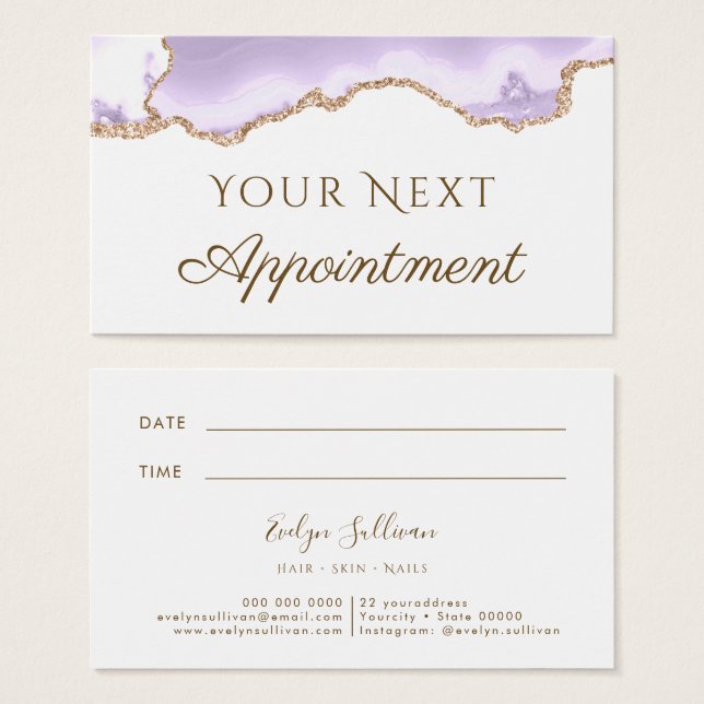 lavender purple Agate Appointment Card (Front & Back)