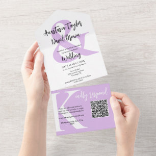 Lavender Purple Ampersand QR Code  All In One Invitation