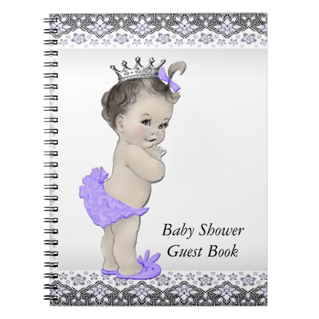 Lavender Purple and Grey Baby Shower Guest Book (Front)
