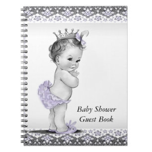 Lavender Purple and Grey Baby Shower Guest Book