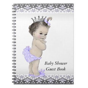 Lavender Purple and Grey Baby Shower Guest Book