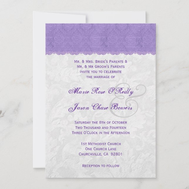 Lavender Purple and Silver Wedding Template V2 (Front)