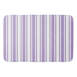 Lavender purple and white candy stripes bath mat