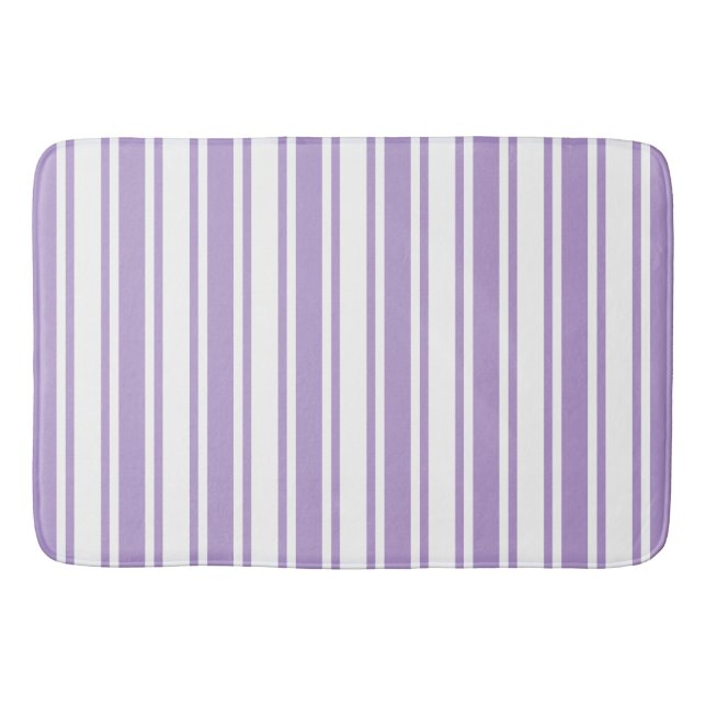 Lavender purple and white candy stripes bath mat (Front)