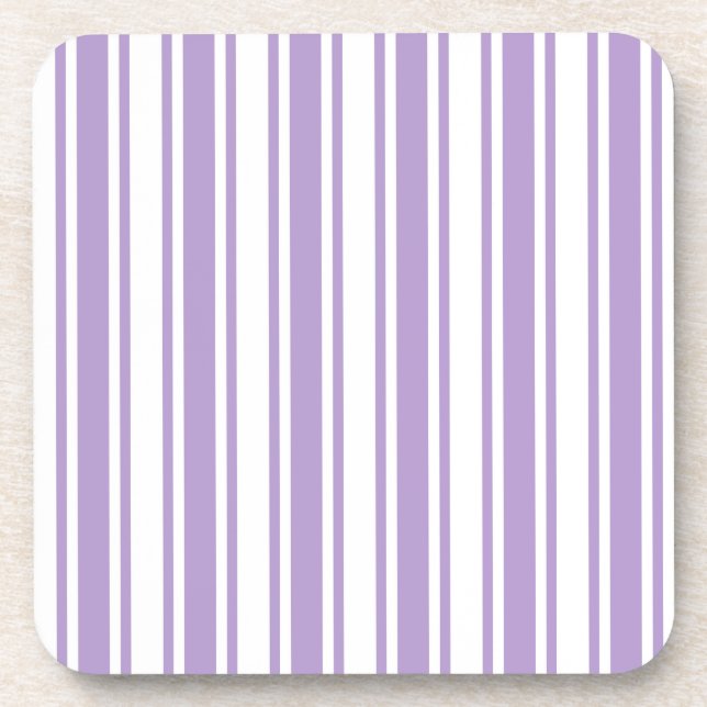 Lavender purple and white candy stripes coaster (Front)