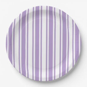 Lavender purple and white candy stripes paper plate