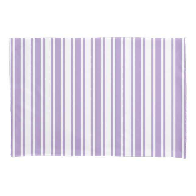 Lavender purple and white candy stripes pillowcase (Front)