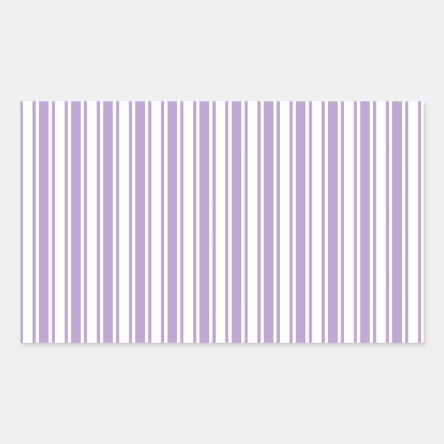 Lavender purple and white candy stripes rectangular sticker (Front)