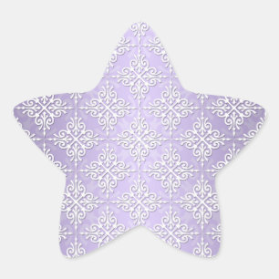 Lavender Purple and White Damask Star Sticker