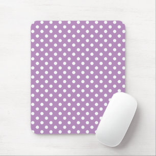 Lavender Purple and White Polka Dots Pattern Mouse Mat