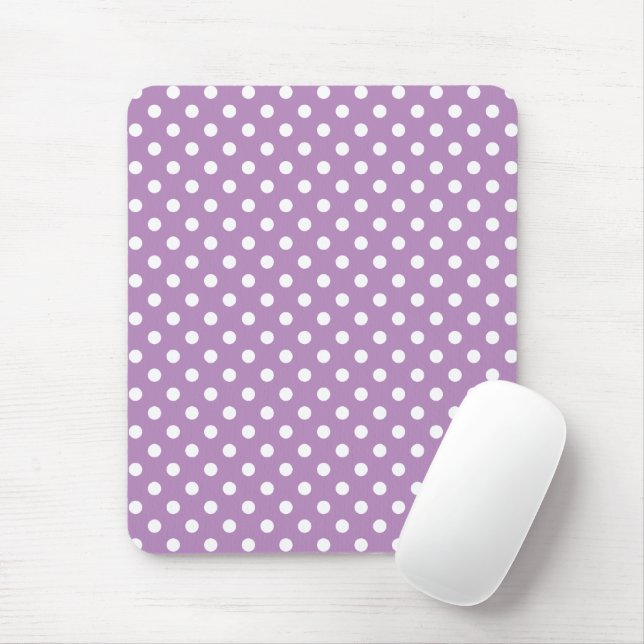 Lavender Purple and White Polka Dots Pattern Mouse Mat (With Mouse)