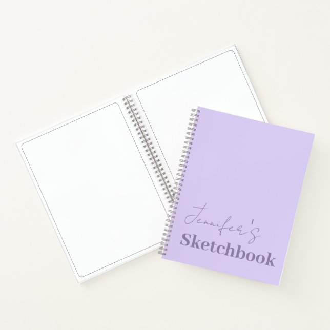 Lavender Purple Artist Sketchbook Script Name Notebook (Inside)