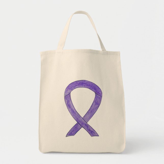 Lavender Purple Awareness Ribbon Custom Tote Bag (Front)