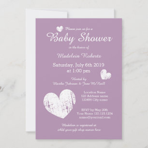 Lavender purple baby shower invitations for girl